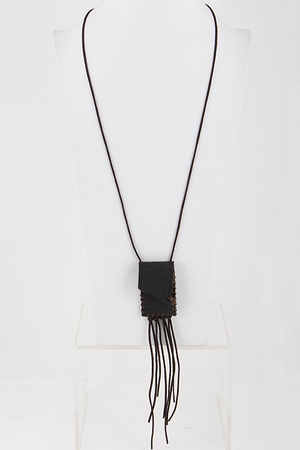 Small Pouch Necklace with Tassel Fringed Detail 5JAD1
